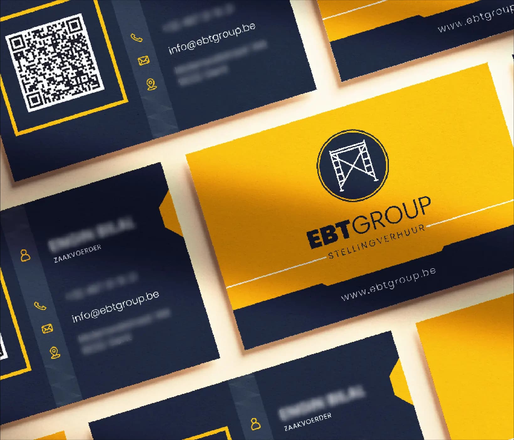 Visuel du projet pour EBT Group : design de cartes de visite.